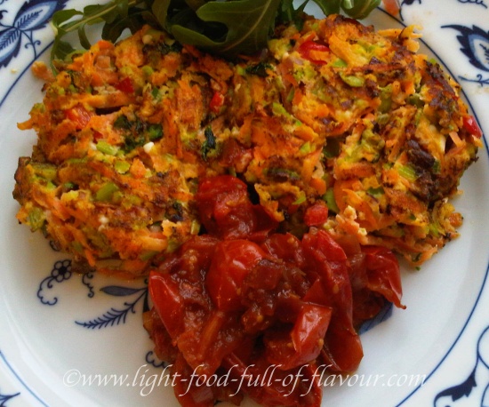 Carrot And Soybean Fritters With Feta Cheese