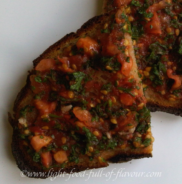 Sourdough bread with tomatoes and garlic