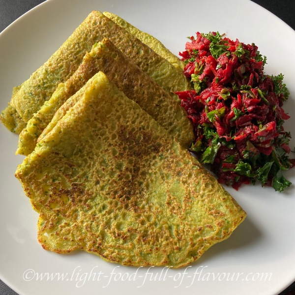 Moong Dal Chilla Pancakes With Spicy Vegetable Stir-Fry