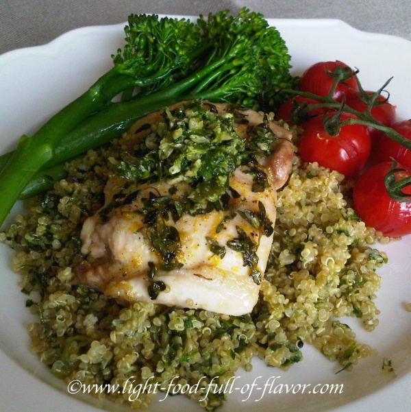 Lemon And Garlic Chicken With Pesto And Quinoa