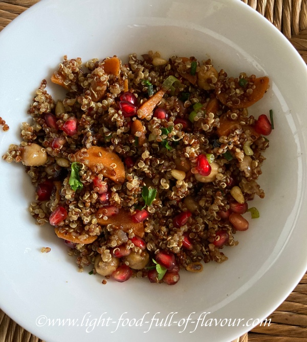 Quinoa, Carrot, Chickpea And Pomegranate Salad