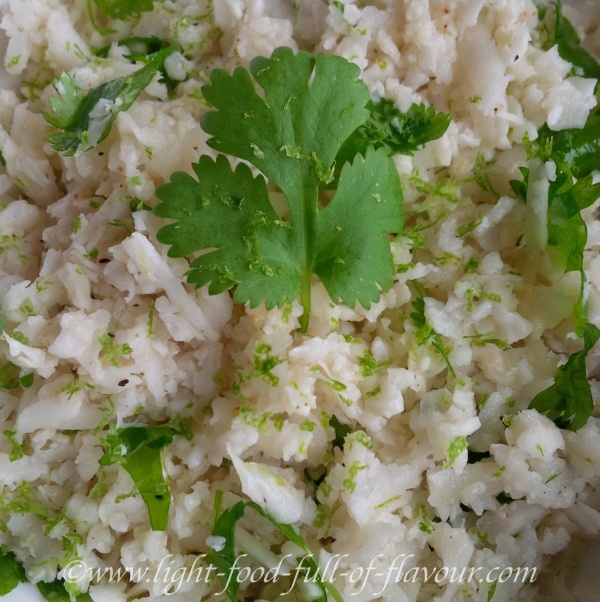 Cauliflower rice with lime and coriander.