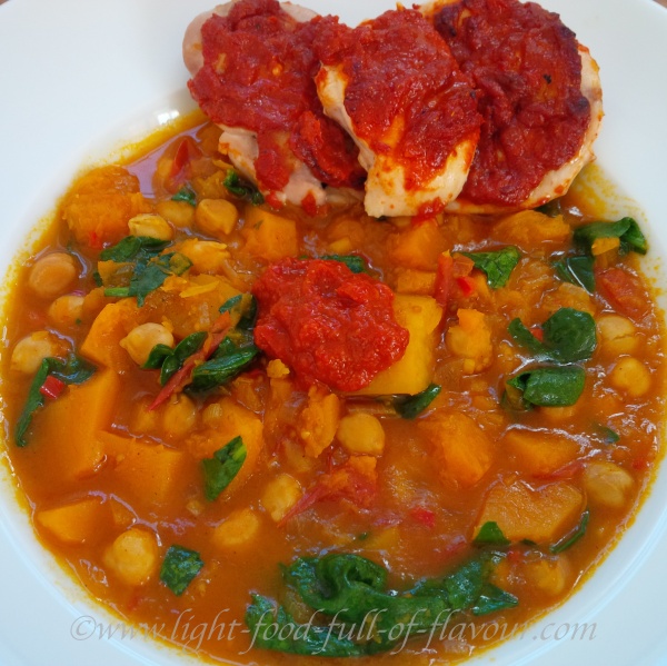 Chicken With Harissa, Sweet Potato And Butternut squash Tagine